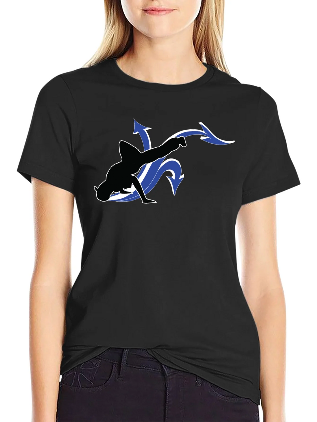 Cool Black T-Shirt with Dancer Graphic product image 2
