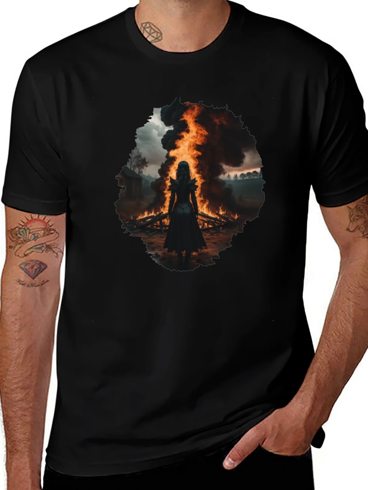 Mystic Fire Black T-Shirt - Dark Fantasy Tee product image 1