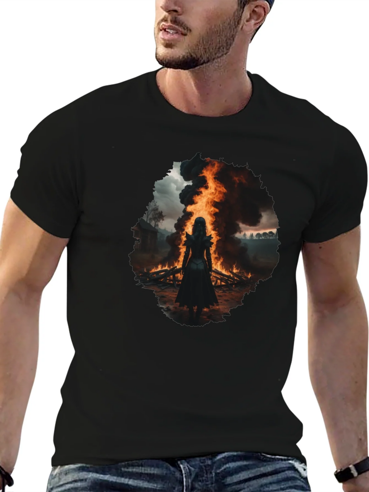 Mystic Fire Black T-Shirt - Dark Fantasy Tee product image 6