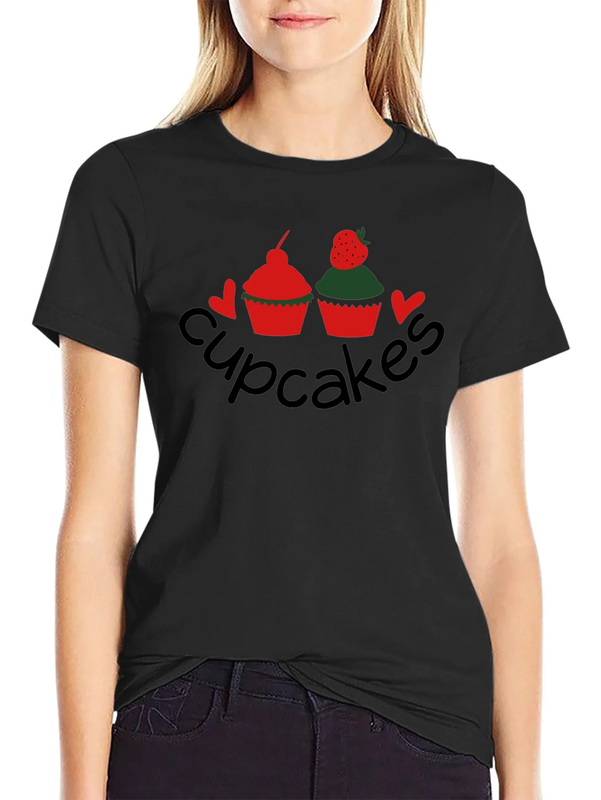 Cupcakes Graphic Tee - Black Crew Neck T-Shirt product image 2