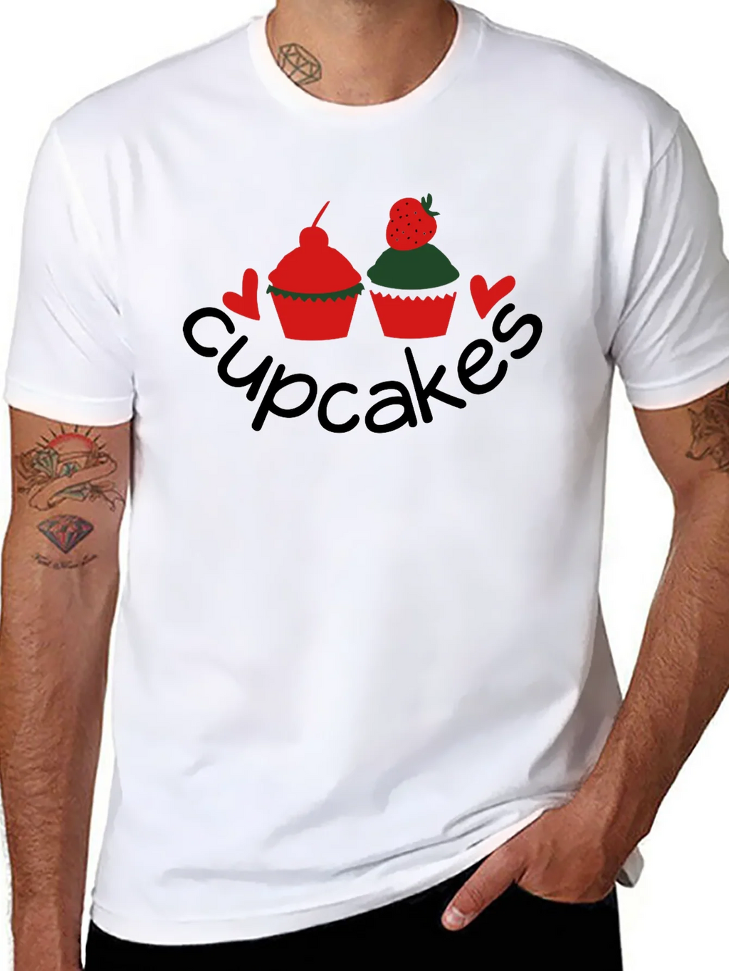 Cupcakes Graphic Tee - Black Crew Neck T-Shirt product image 7