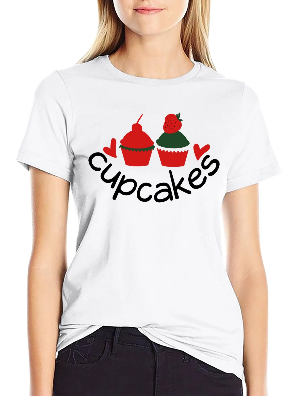 Cupcakes Graphic Tee - Black Crew Neck T-Shirt product image 8
