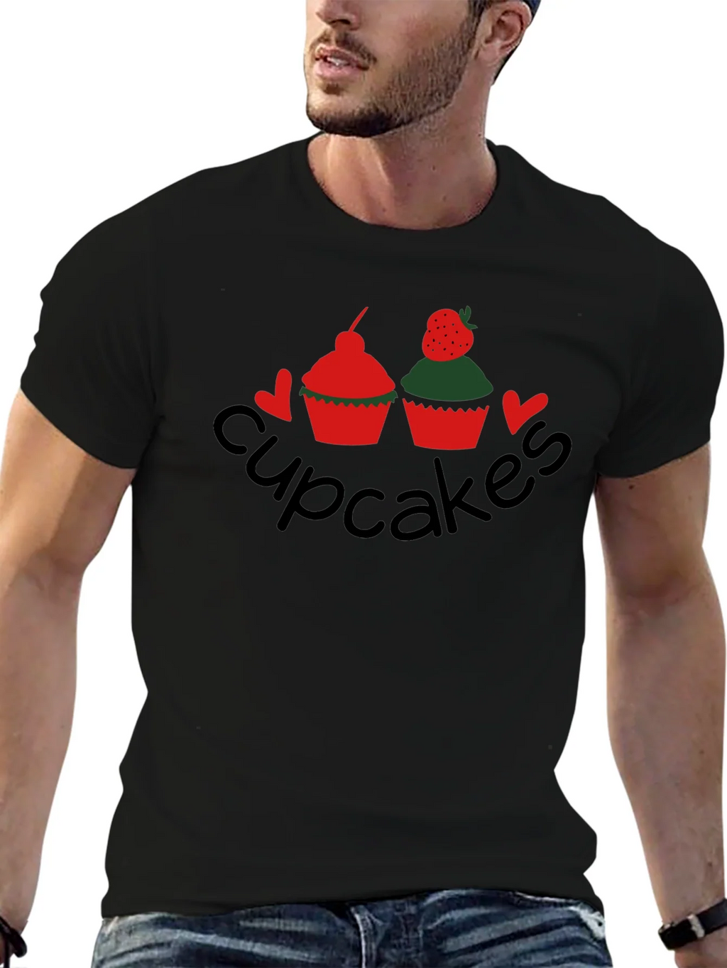 Cupcakes Graphic Tee - Black Crew Neck T-Shirt product image 6