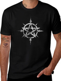 Distressed Pentagram Graphic Black T-Shirt product image 1