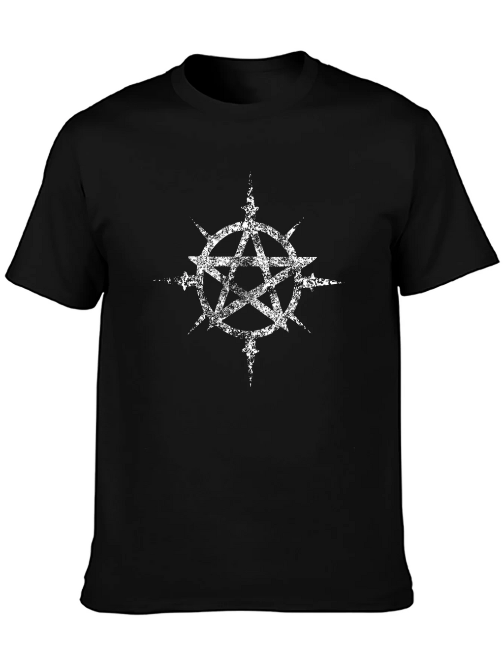 Distressed Pentagram Graphic Black T-Shirt product image 3