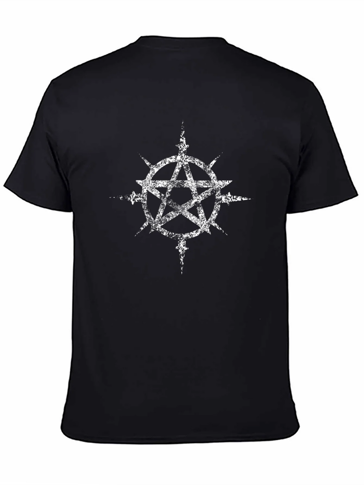 Distressed Pentagram Graphic Black T-Shirt product image 4