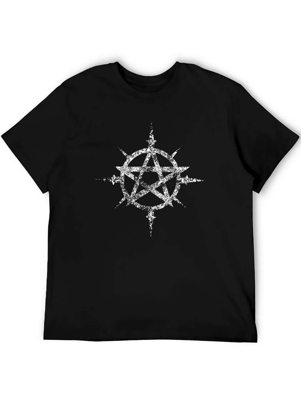 Distressed Pentagram Graphic Black T-Shirt product image 5