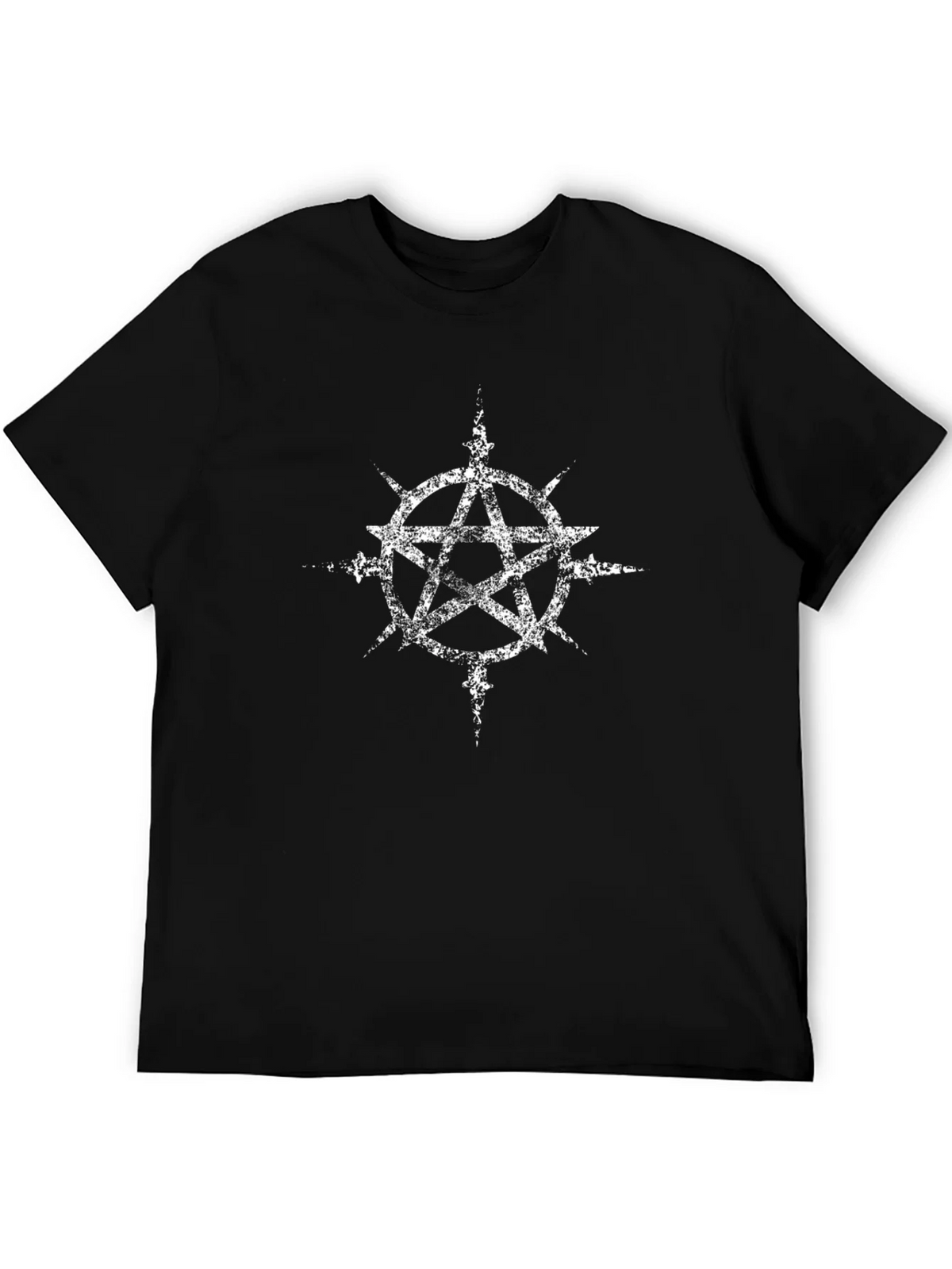 Distressed Pentagram Graphic Black T-Shirt product image 5