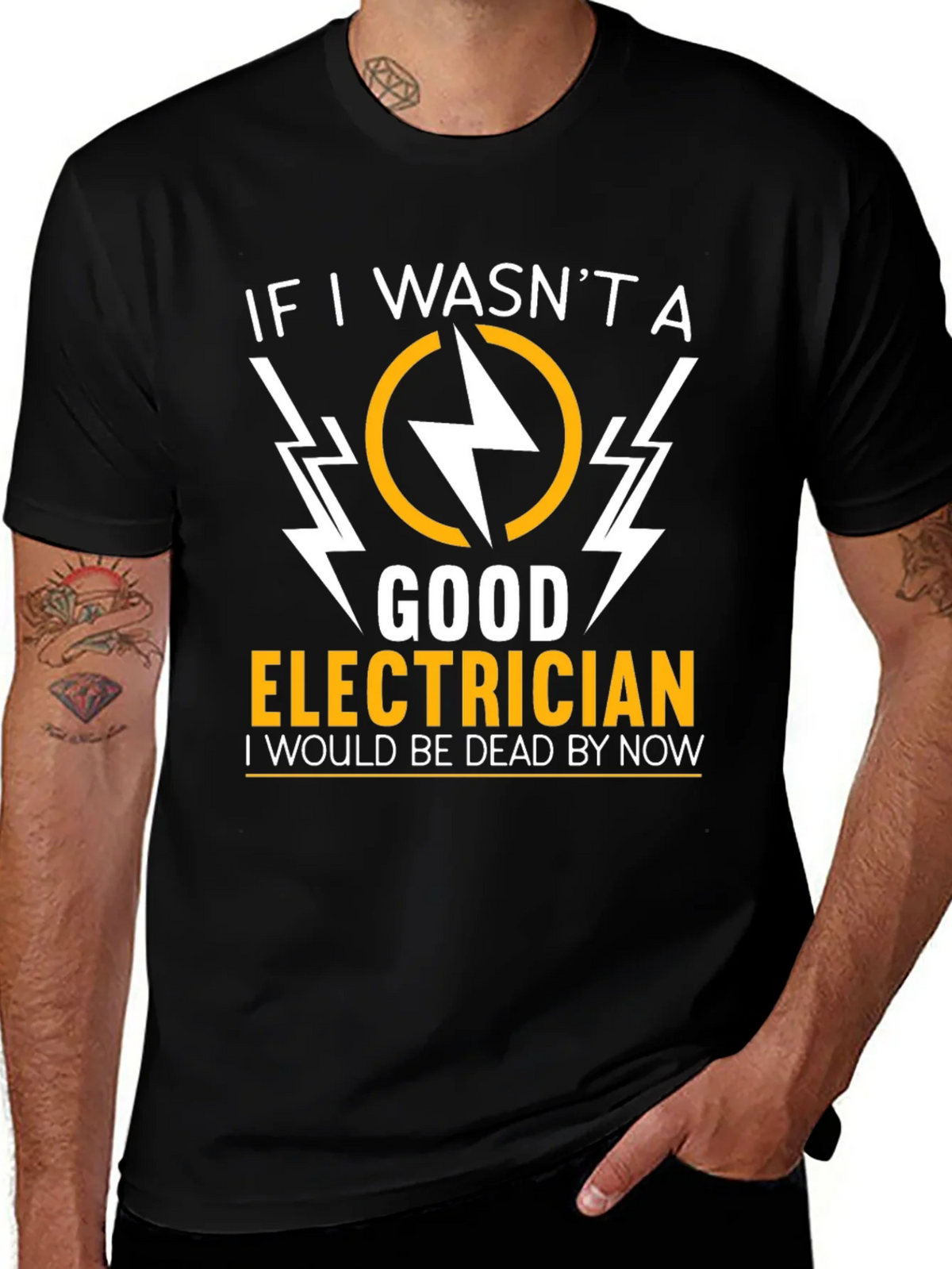 Electrician Humor Graphic T-Shirt - Black product image 1