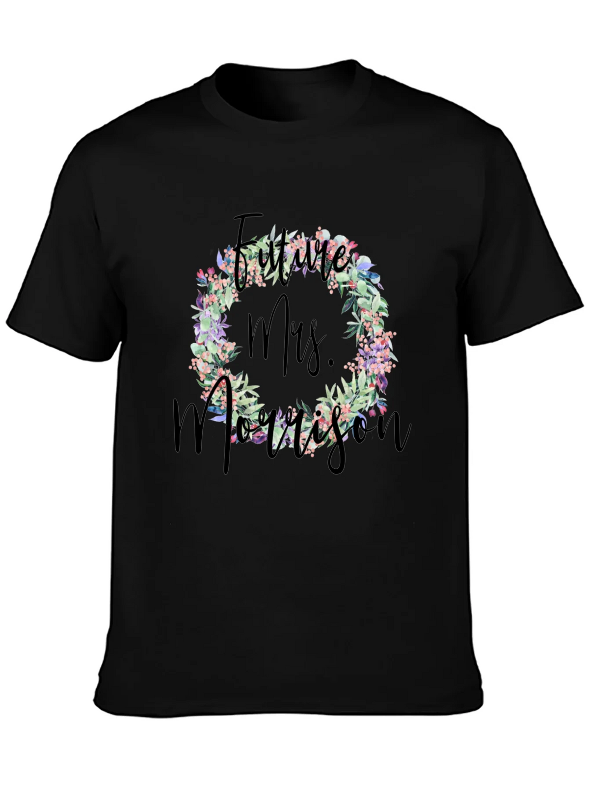Future Mrs. Morrison Floral Wreath Black T-Shirt product image 3