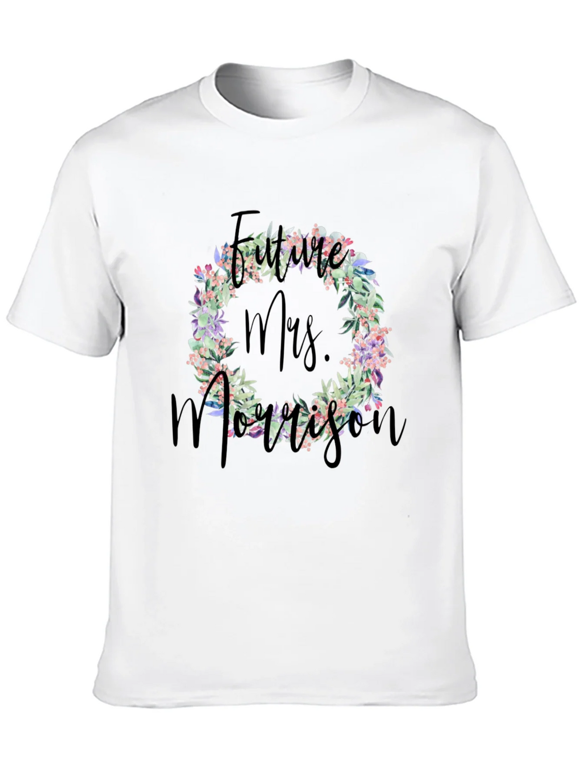 Future Mrs. Morrison Floral Wreath Black T-Shirt product image 9