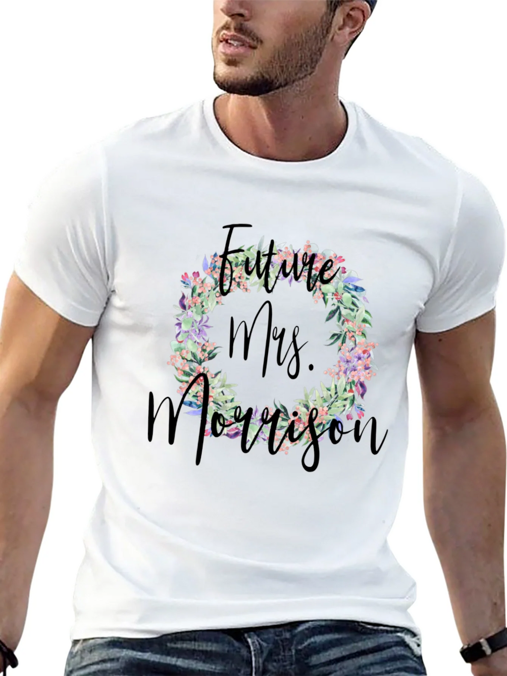 Future Mrs. Morrison Floral Wreath Black T-Shirt product image 12