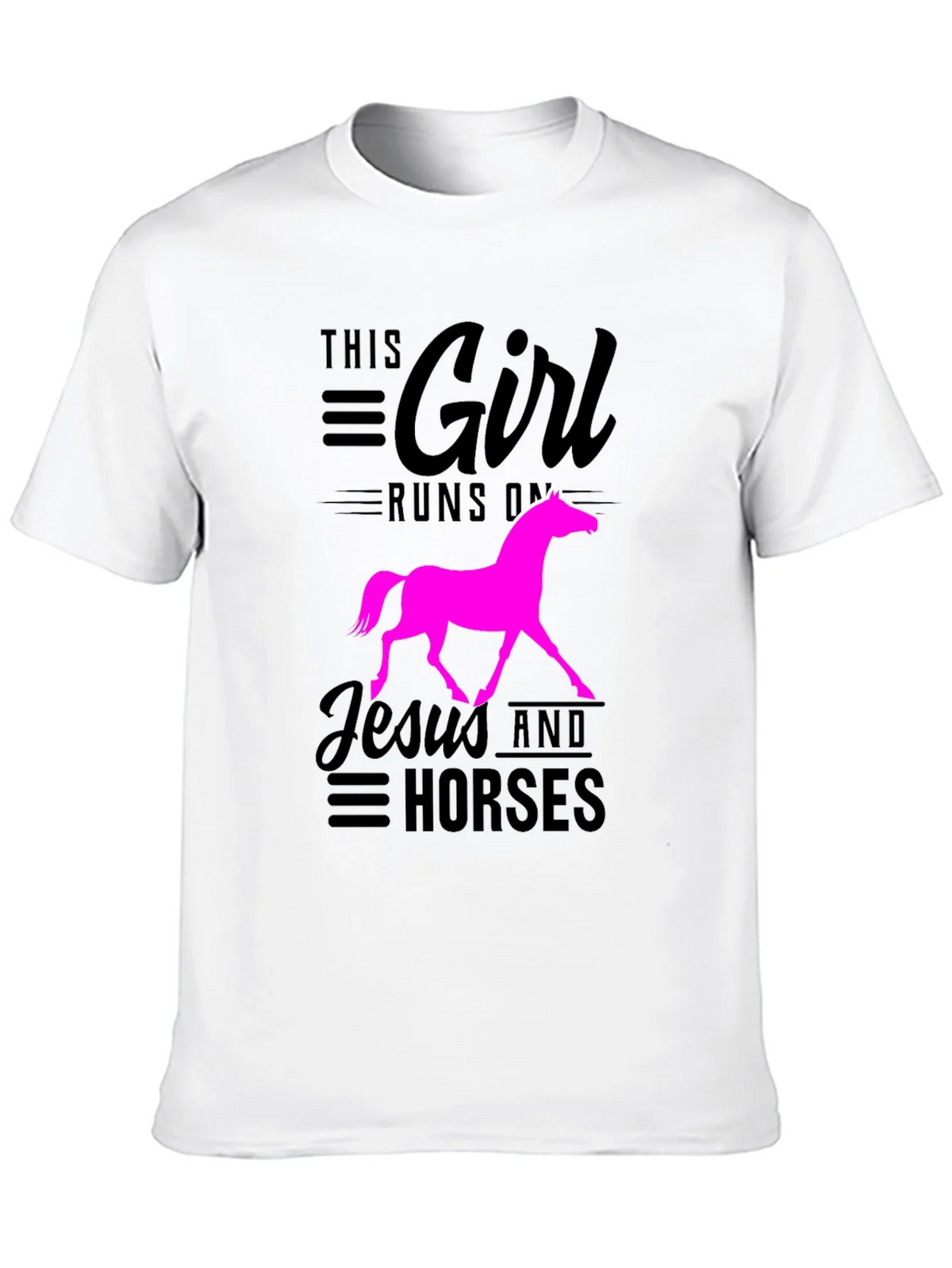 This Girl Runs on Jesus and Horses Black T-Shirt product image 9