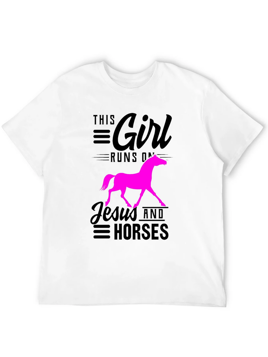 This Girl Runs on Jesus and Horses Black T-Shirt product image 11