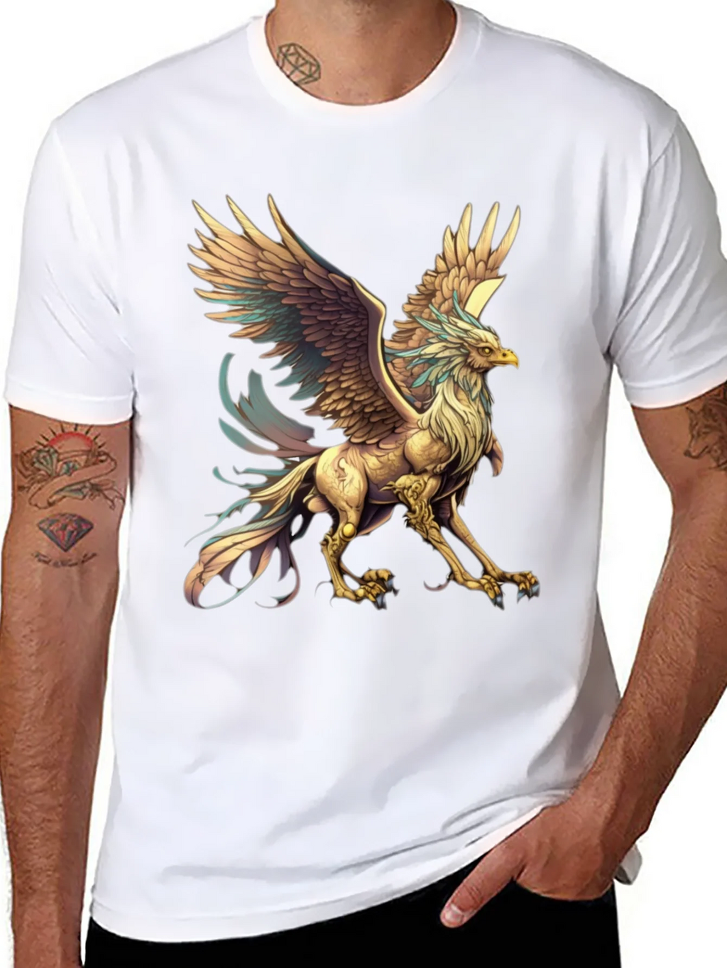 Mythical Griffin Graphic Tee - Black Cotton T-Shirt product image 7
