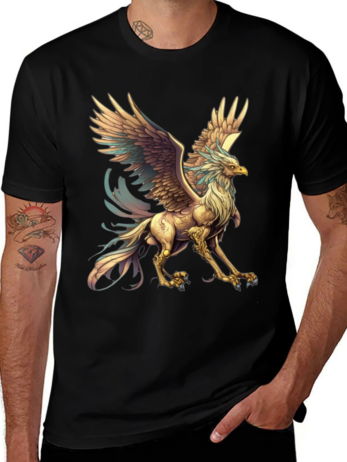 Mythical Griffin Graphic Tee - Black Cotton T-Shirt product image 1
