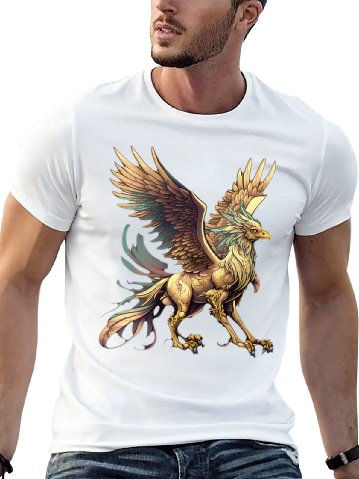 Mythical Griffin Graphic Tee - Black Cotton T-Shirt product image 12