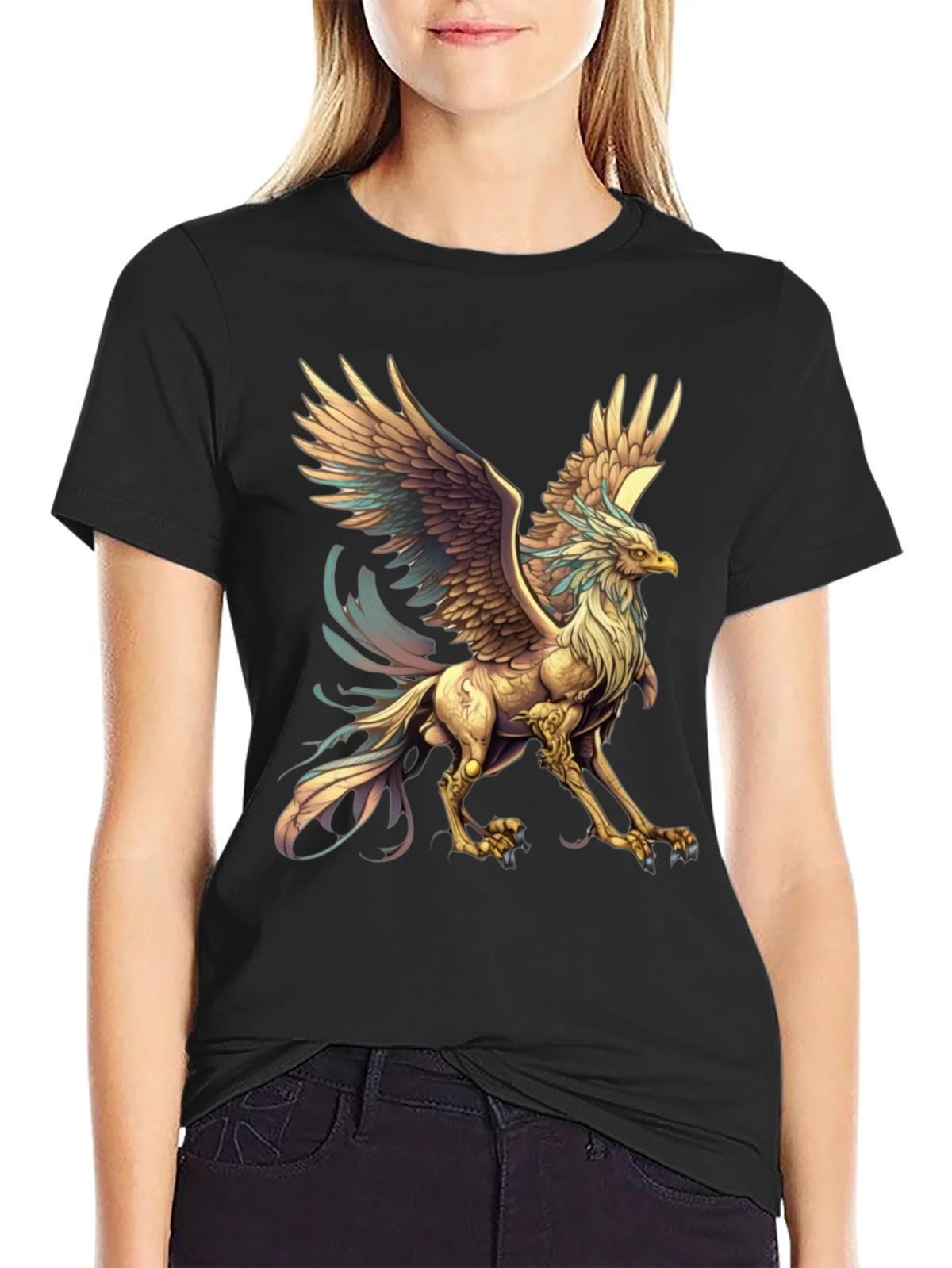 Mythical Griffin Graphic Tee - Black Cotton T-Shirt product image 2