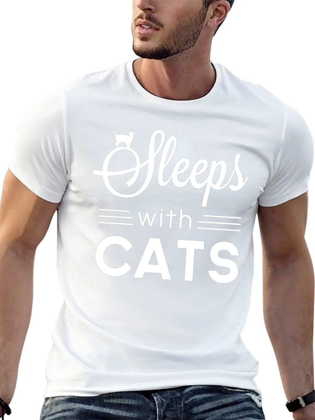 Sleeps With Cats T-Shirt Funny Cat Lover Tee product image 12