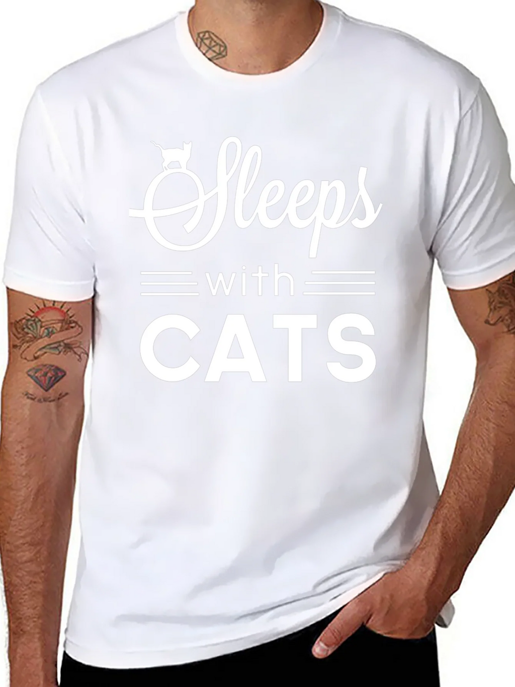 Sleeps With Cats T-Shirt Funny Cat Lover Tee product image 7