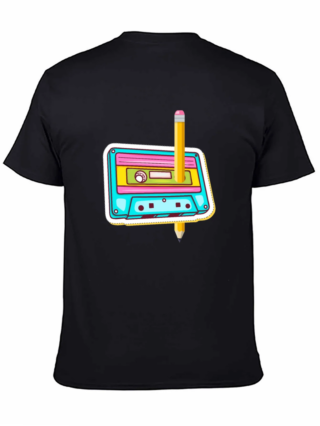 Retro Cassette & Pencil Graphic T-Shirt product image 4