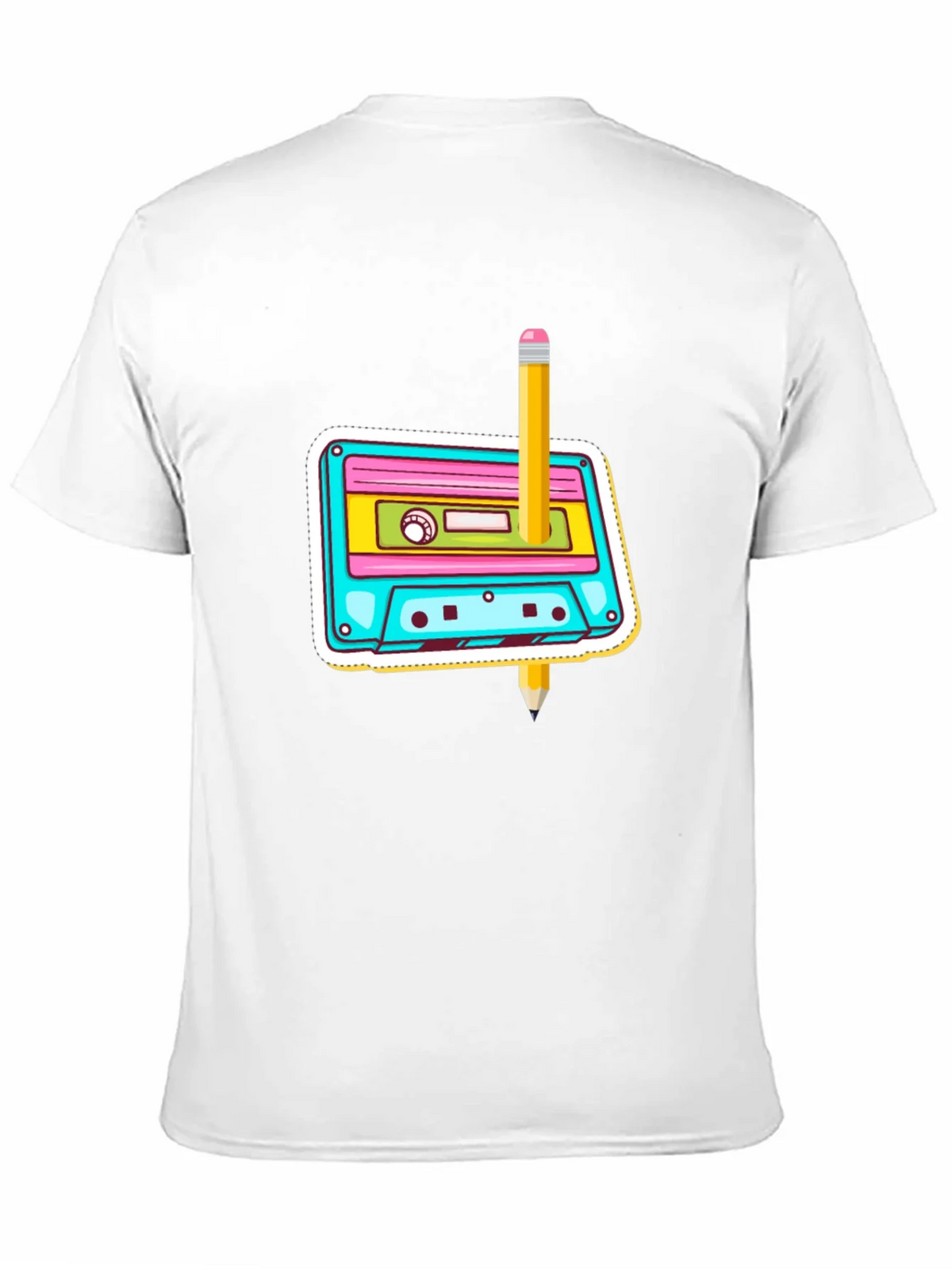 Retro Cassette & Pencil Graphic T-Shirt product image 10