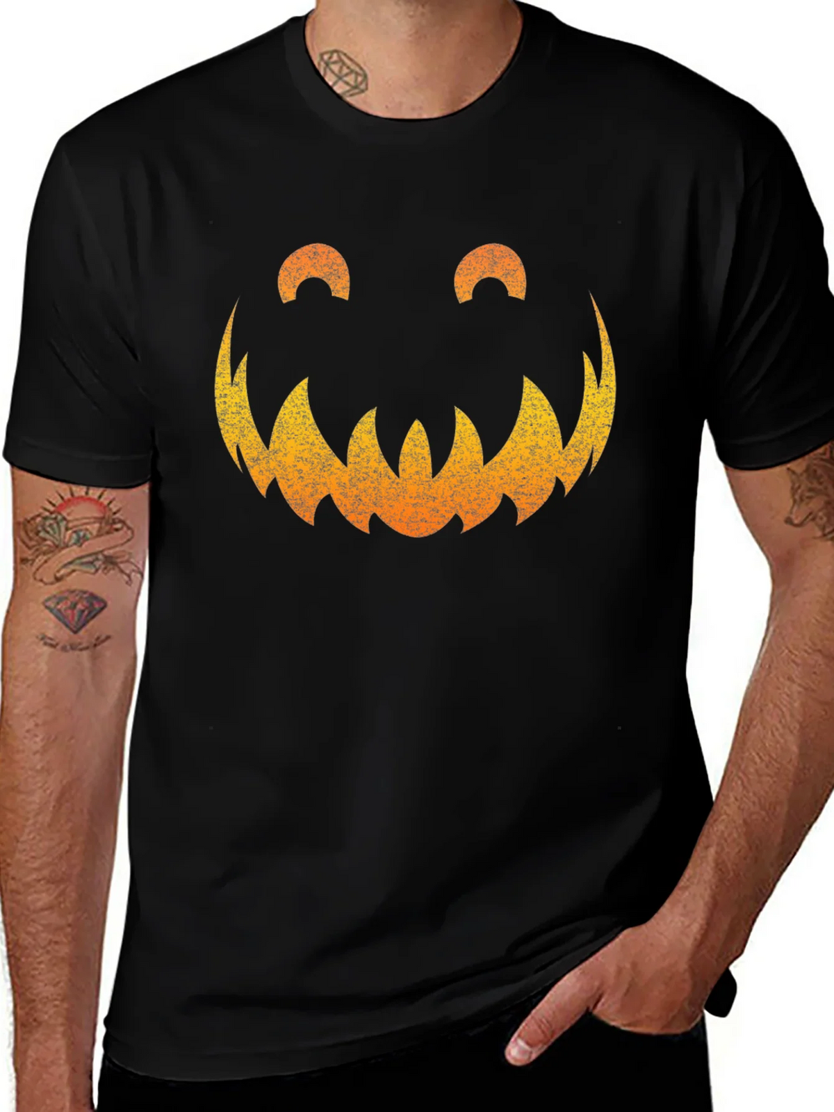 Spooky Pumpkin Face Graphic Tee - Halloween Shirt product image 1