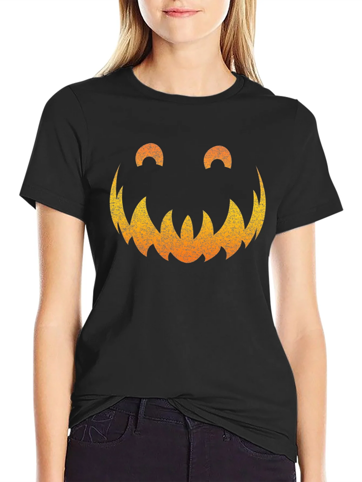Spooky Pumpkin Face Graphic Tee - Halloween Shirt product image 2