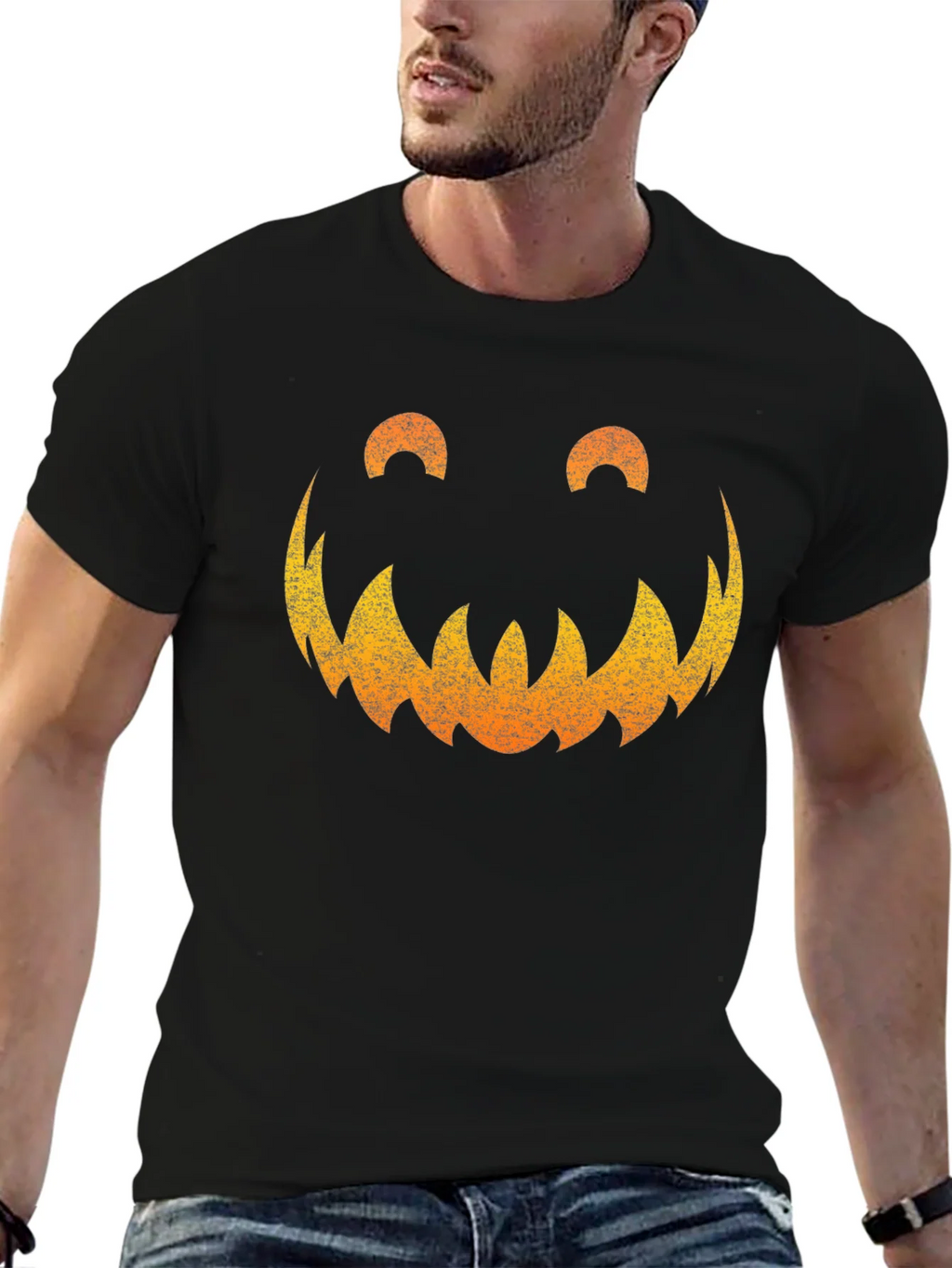 Spooky Pumpkin Face Graphic Tee - Halloween Shirt product image 6