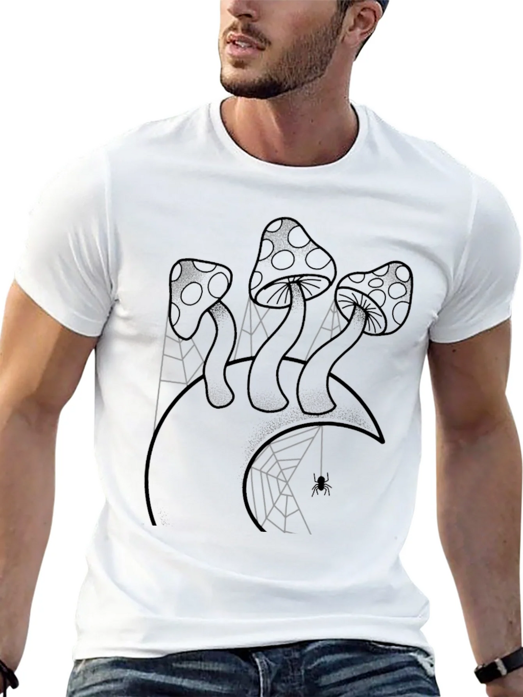 Mushroom and Spiderweb Graphic Tee - Black product image 12