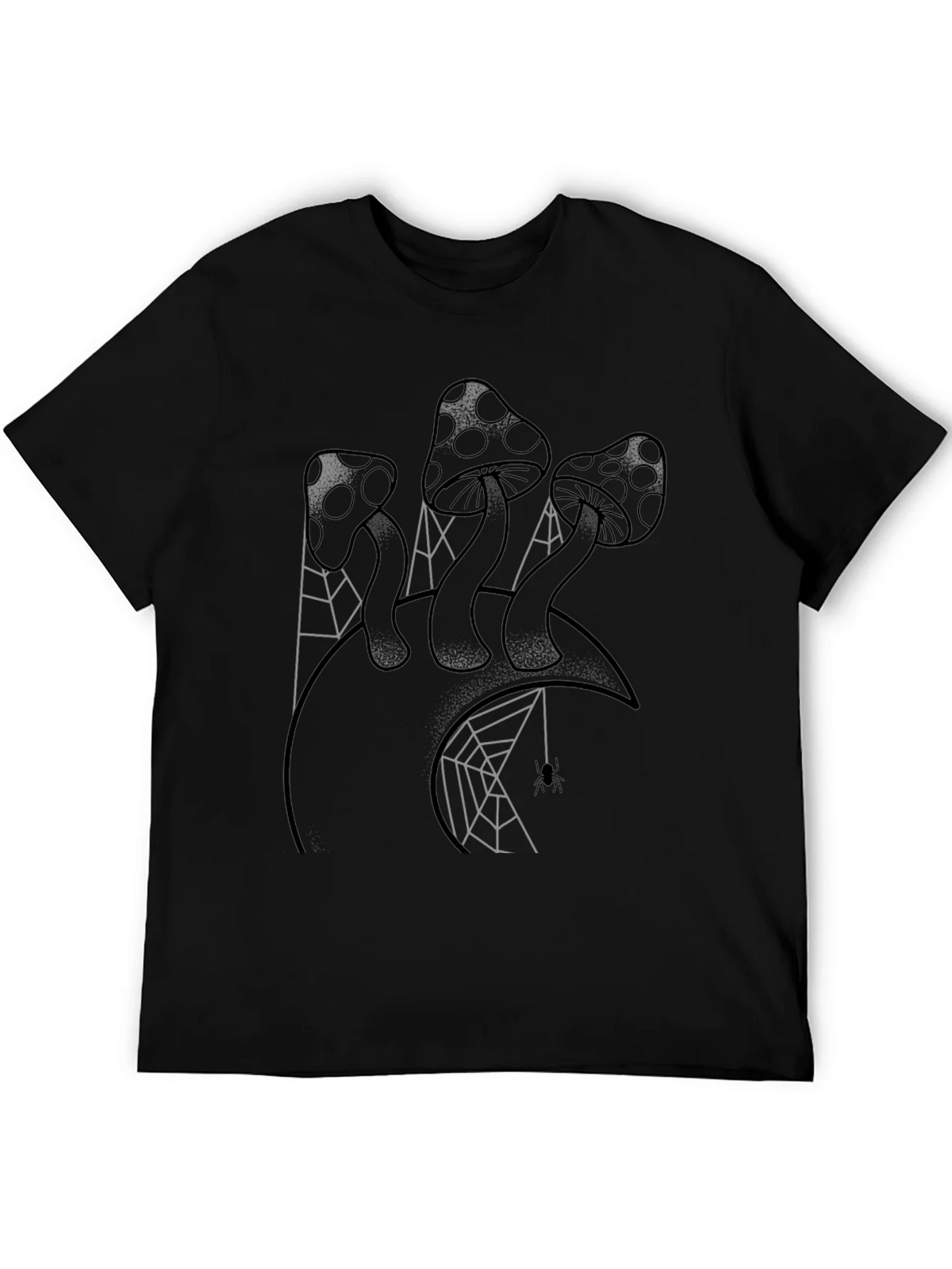 Mushroom and Spiderweb Graphic Tee - Black product image 5