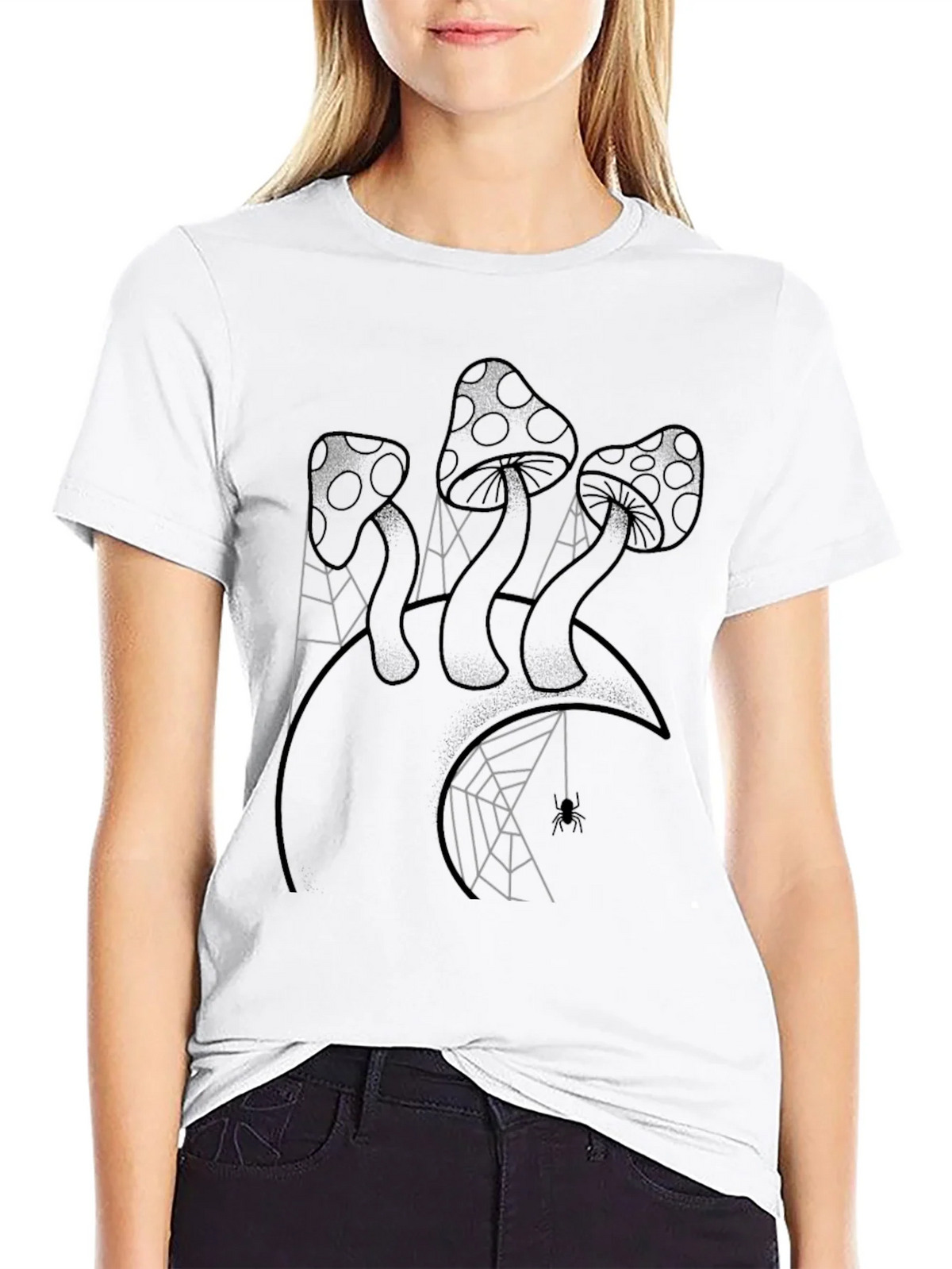 Mushroom and Spiderweb Graphic Tee - Black product image 8