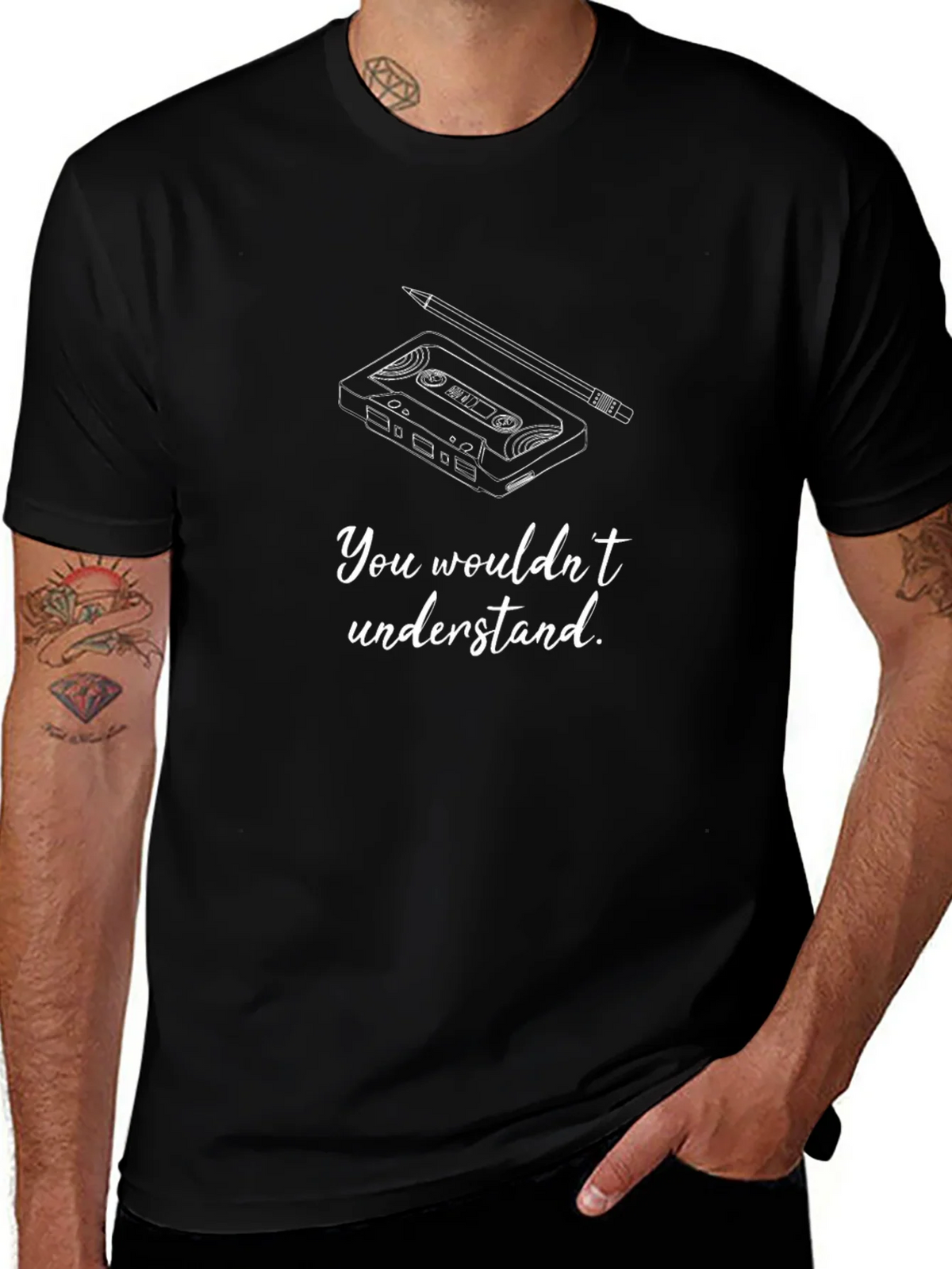 Cassette Tape & Pencil Graphic Tee - You Wouldnt Understand product image 1