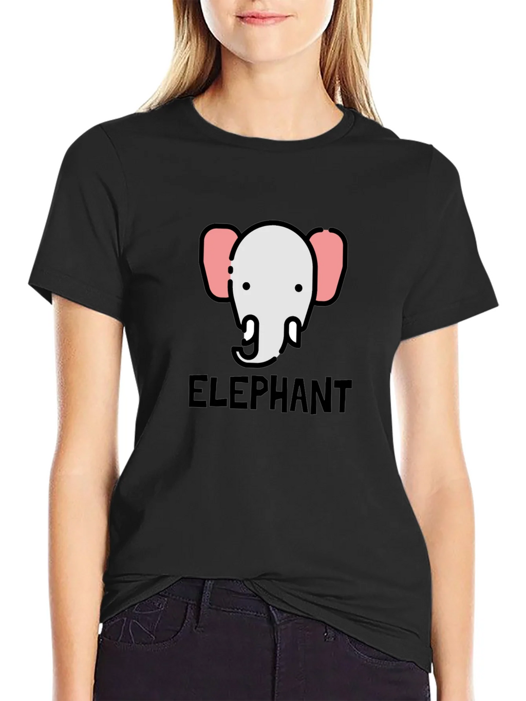 Elephant Graphic Tee - Black Cotton T-Shirt product image 2