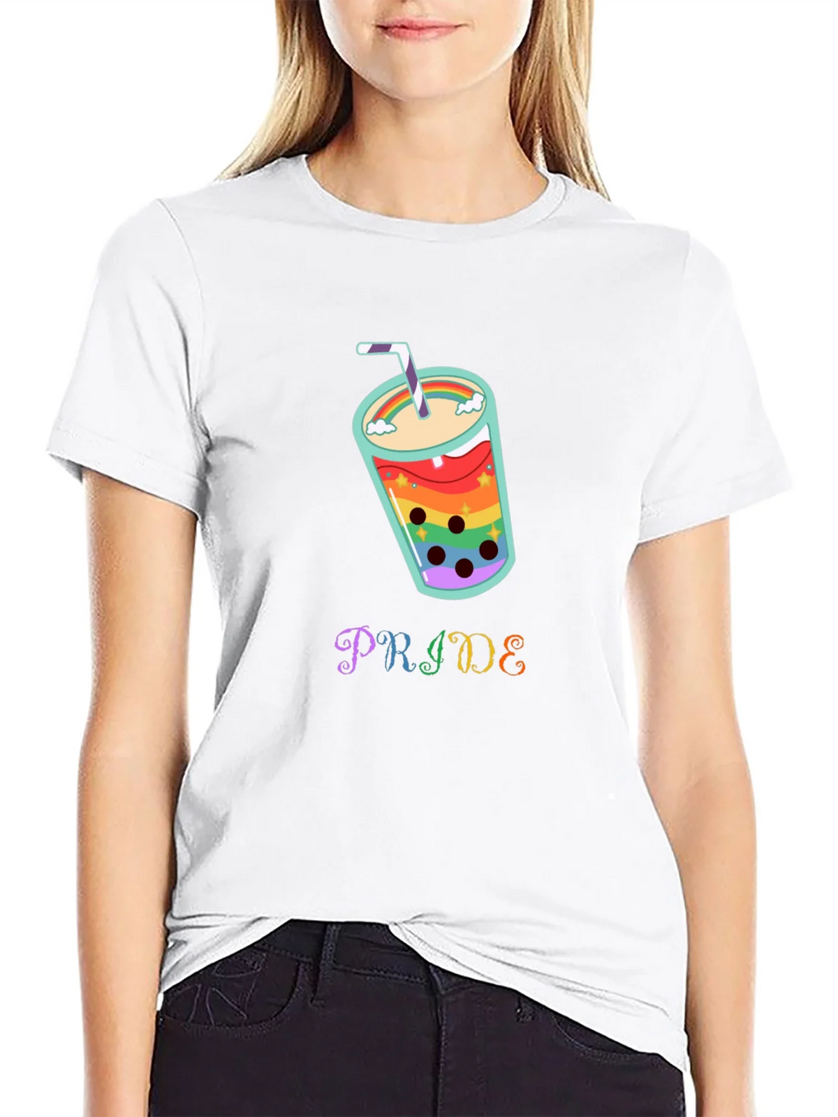 Pride Rainbow Boba Tea Graphic T-Shirt product image 8