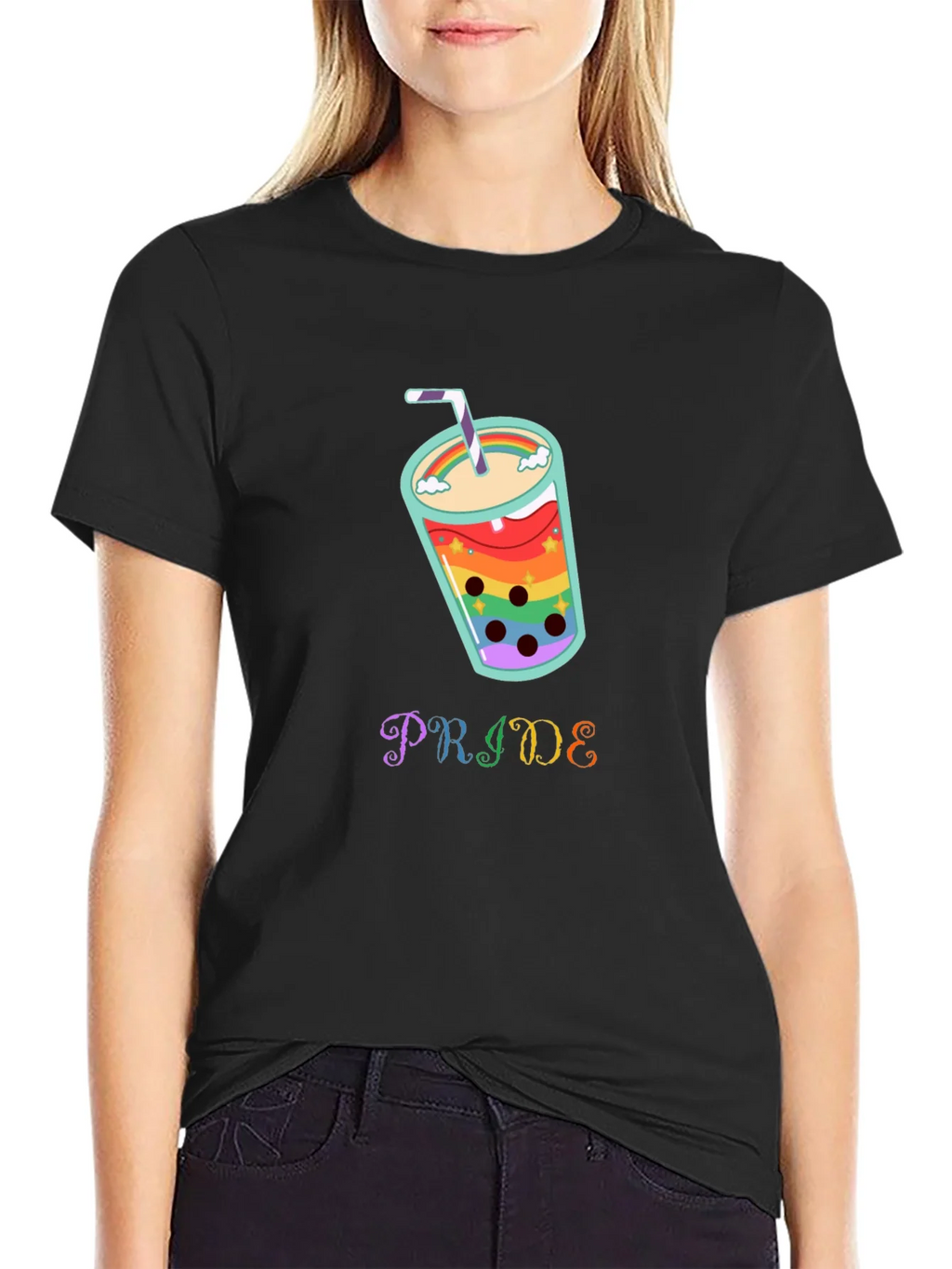 Pride Rainbow Boba Tea Graphic T-Shirt product image 2