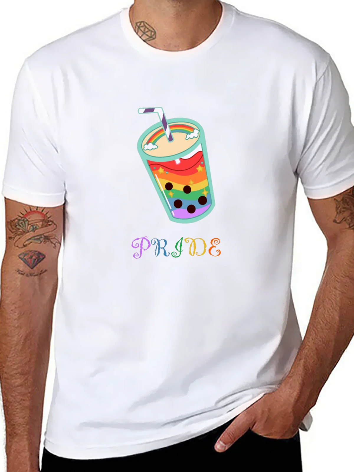 Pride Rainbow Boba Tea Graphic T-Shirt product image 7