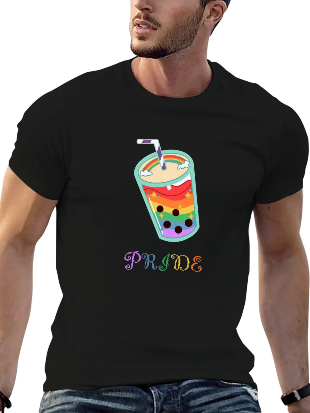 Pride Rainbow Boba Tea Graphic T-Shirt product image 6