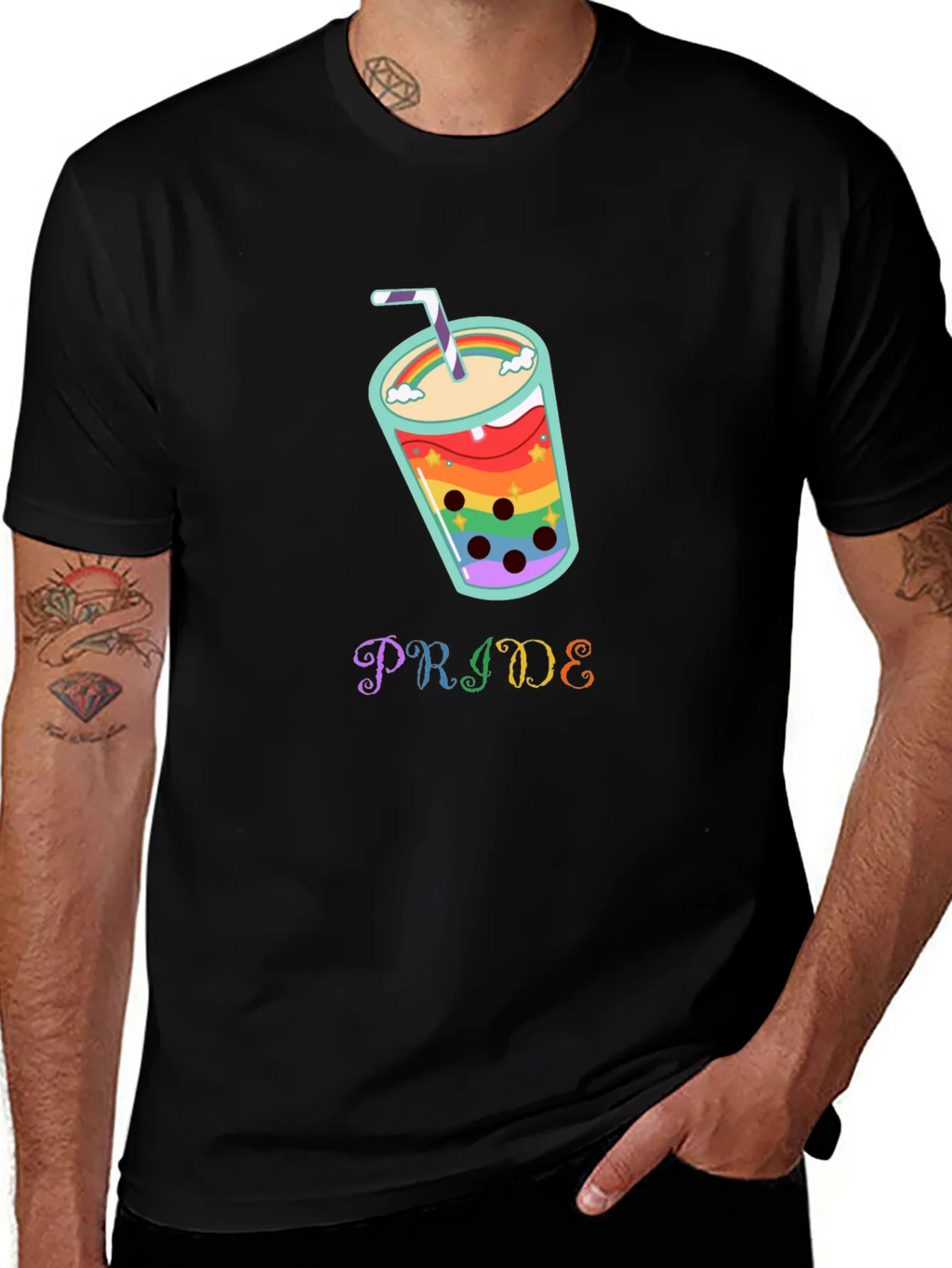 Pride Rainbow Boba Tea Graphic T-Shirt product image 1