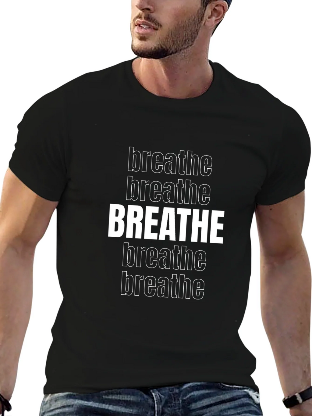 Breathe Graphic Tee - Stylish Black T-Shirt for Men product image 6