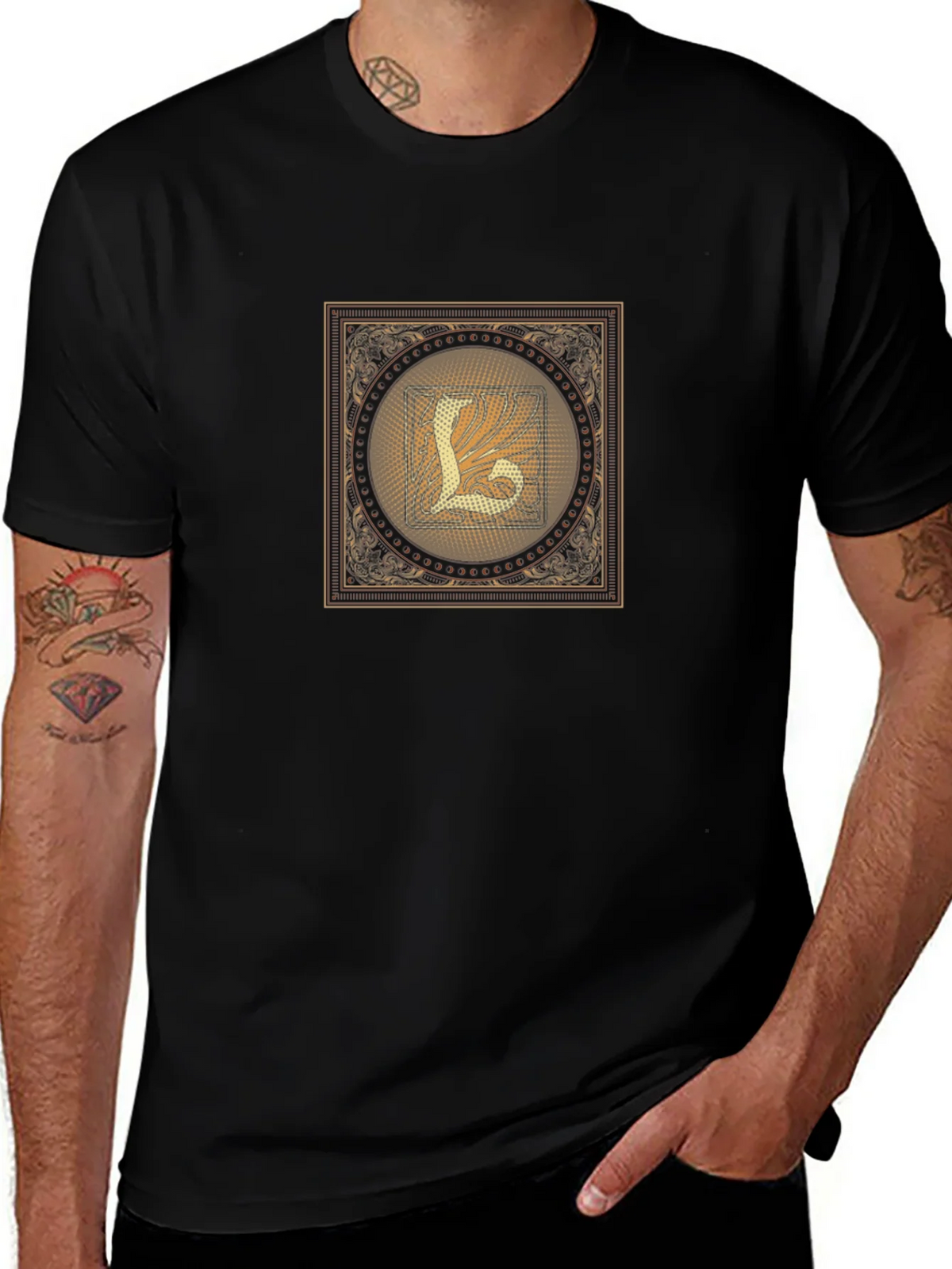 Ornate Letter L Graphic T-Shirt product image 1