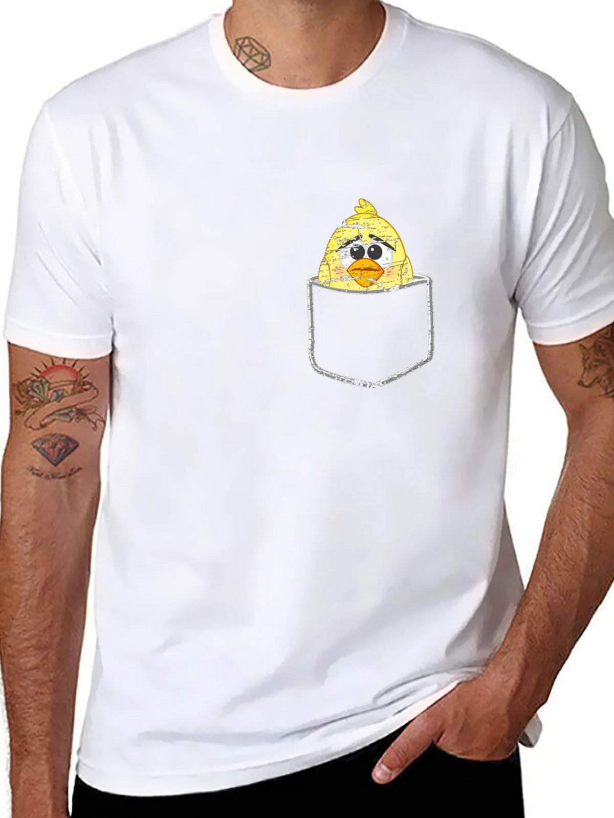 Sad Chick in Pocket Graphic T-Shirt product image 7