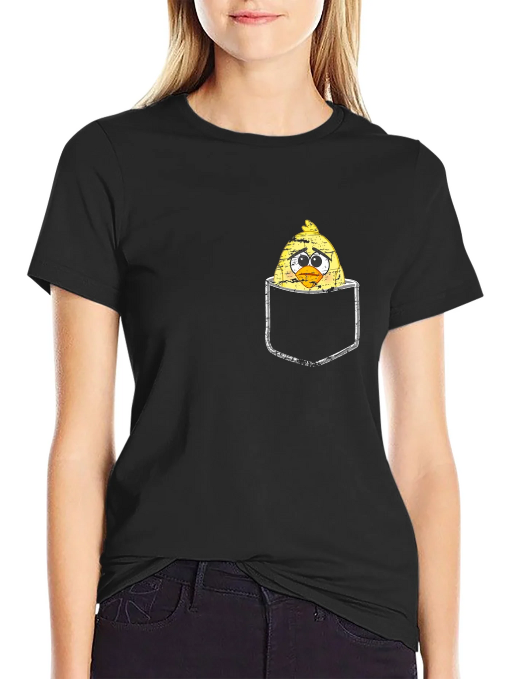 Sad Chick in Pocket Graphic T-Shirt product image 2