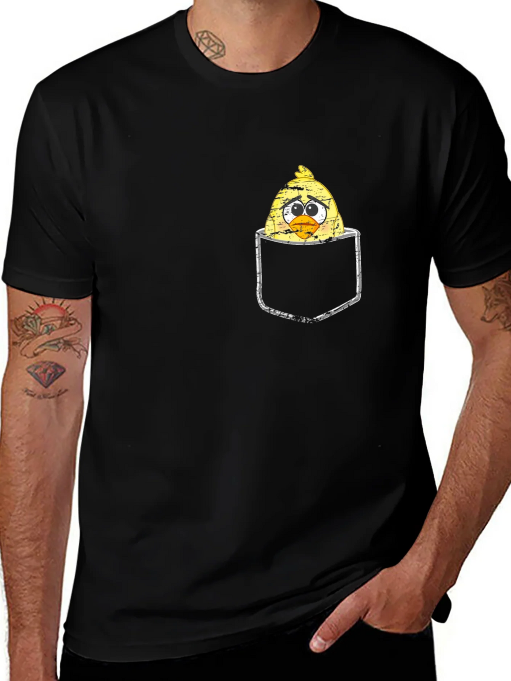 Sad Chick in Pocket Graphic T-Shirt product image 1
