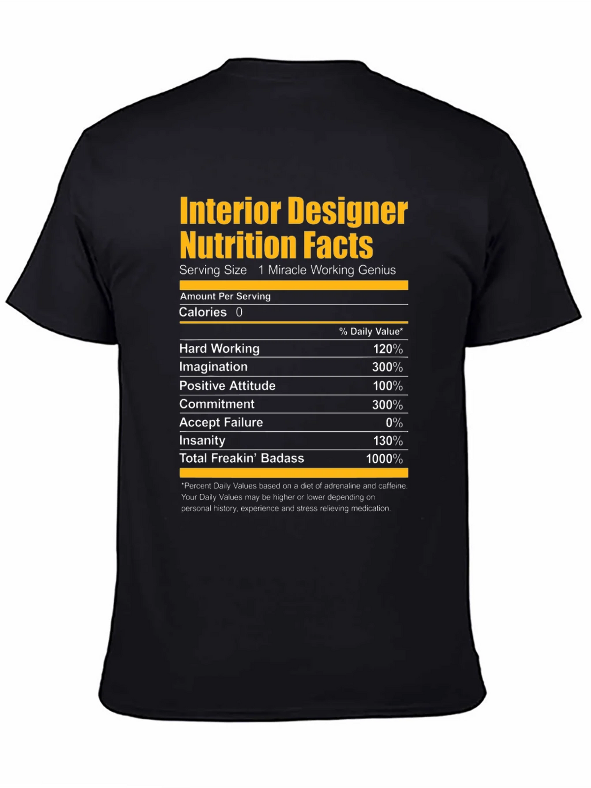 Interior Designer Nutrition Facts Graphic T-Shirt product image 4