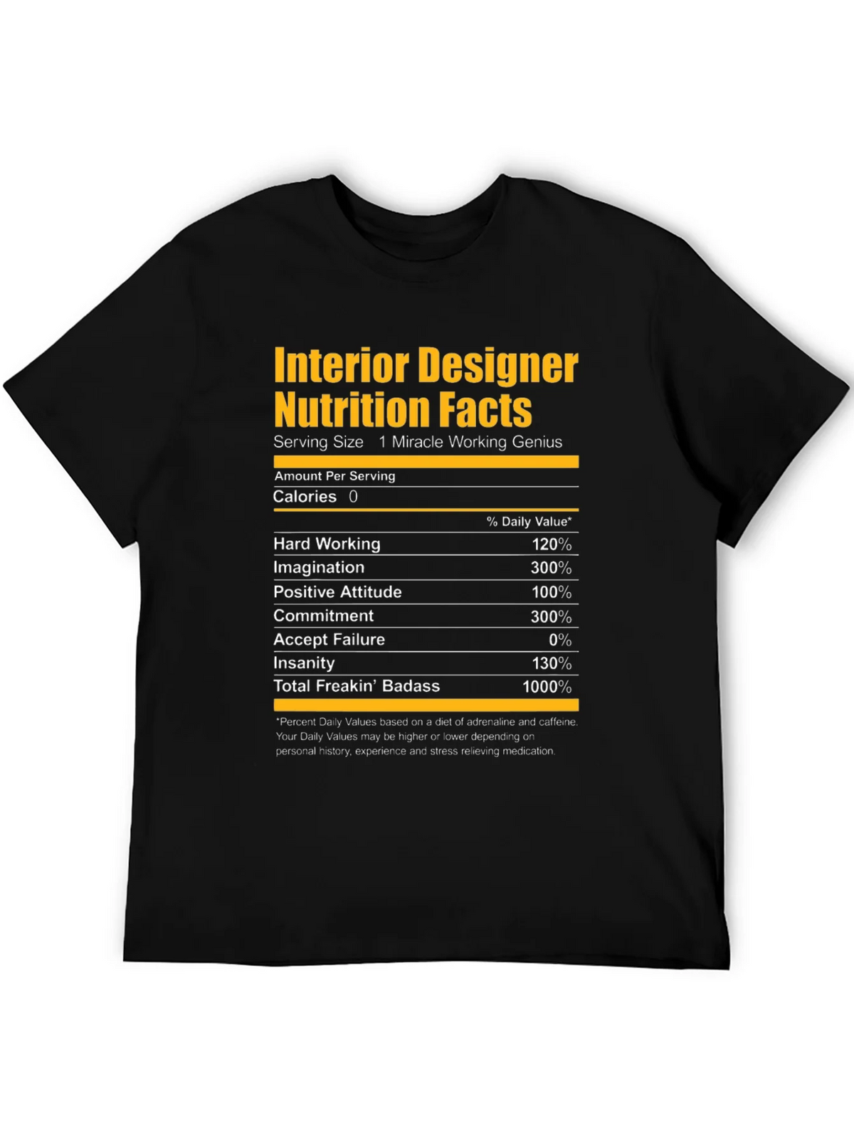 Interior Designer Nutrition Facts Graphic T-Shirt product image 5