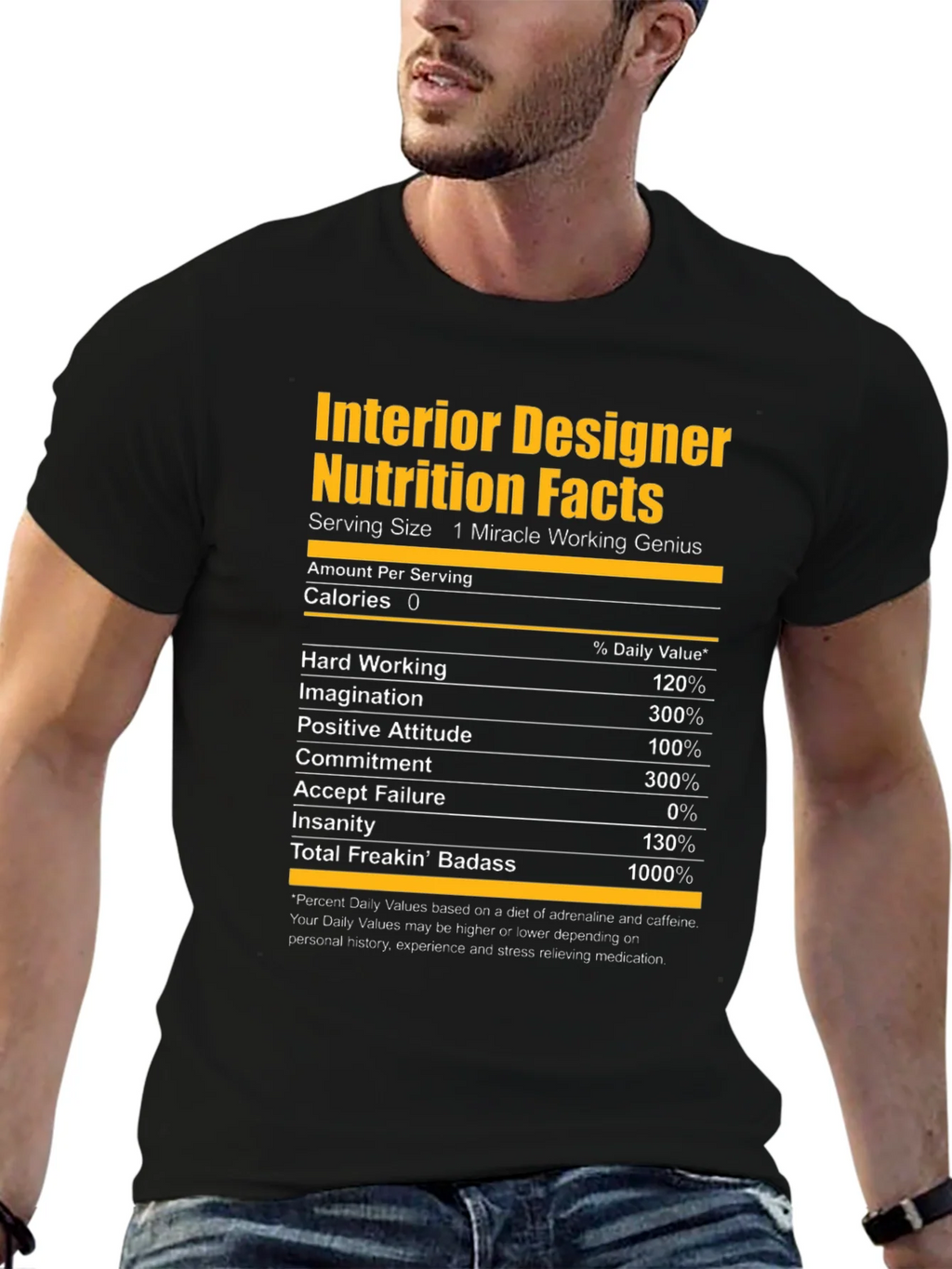 Interior Designer Nutrition Facts Graphic T-Shirt product image 6