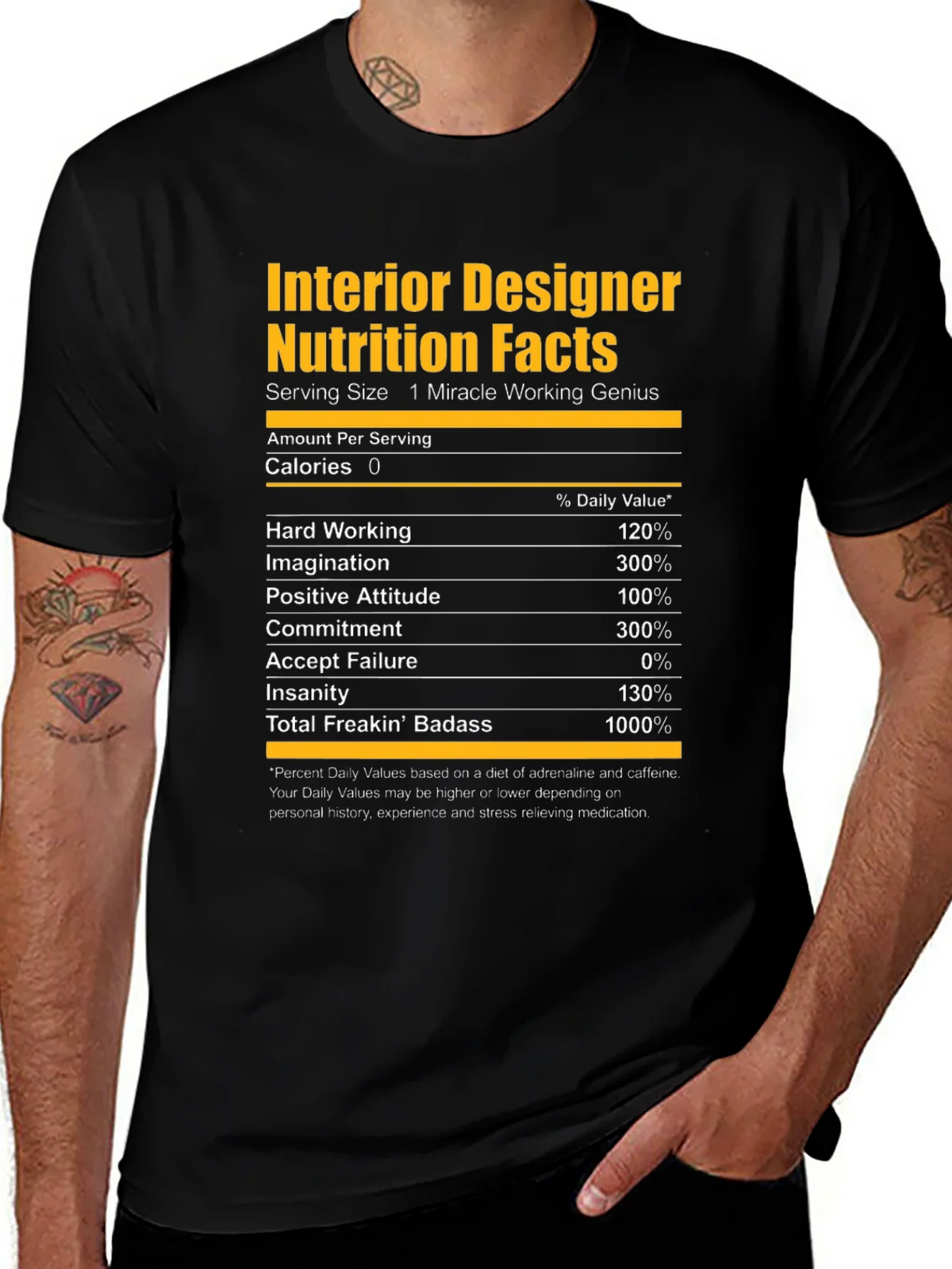 Interior Designer Nutrition Facts Graphic T-Shirt product image 1