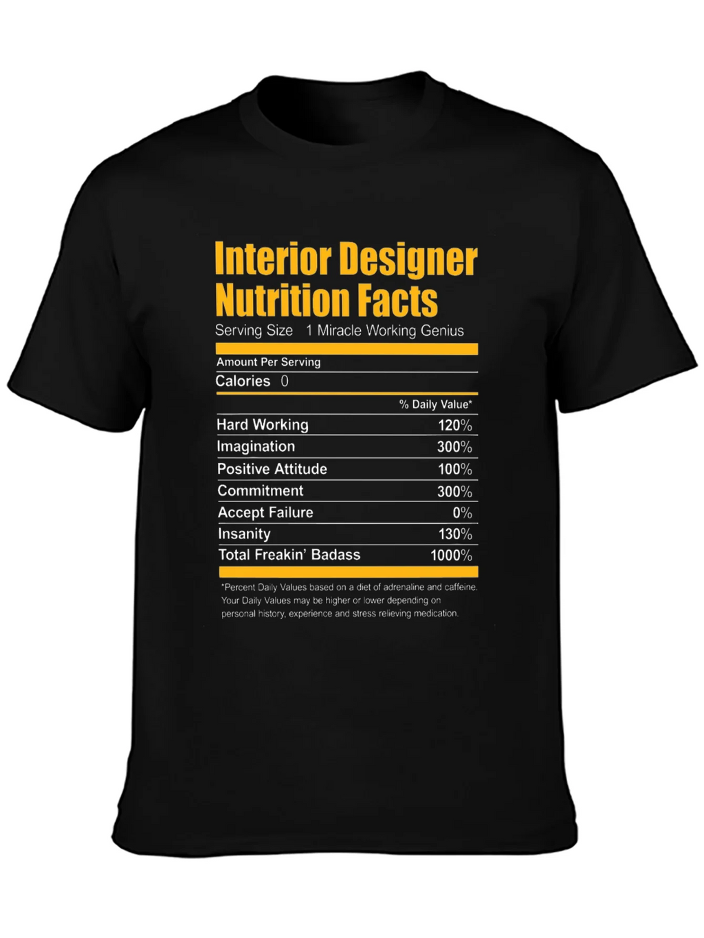 Interior Designer Nutrition Facts Graphic T-Shirt product image 3