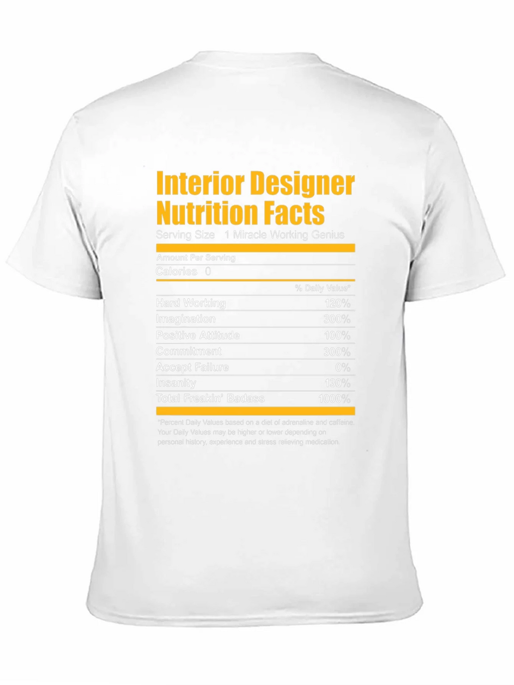 Interior Designer Nutrition Facts Graphic T-Shirt product image 10